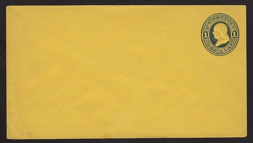 U111 UPSS # 259a 1c Dark Blue on Orange, die 1, Mint Entire