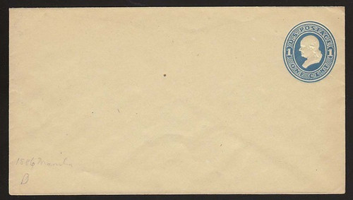 U119 UPSS # 288 1c Blue on Manila, die 2, Mint Entire