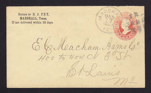U154 UPSS # 353 2c Vermillion on Amber, die 7, Used Entire