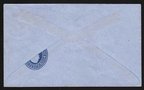 U175 UPSS # 466a 5c Blue on Blue, die 1, Mint Entire, Additional stamp on back, Unusual error.