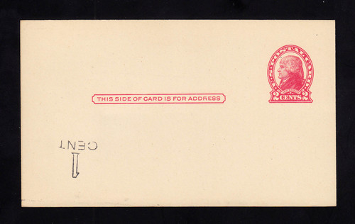 UX33 UPSS# S45-34f, Pittsburgh Surcharge Inverted LL, Mint Postal Card