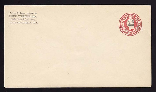 U454a, UPSS #2821 2c on 2c Carmine on White, die 1, Mint Entire