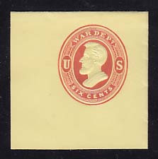 UO57 6c Red on Amber, Mint Full Corner, 50 x 50