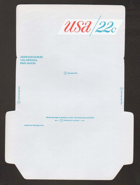 UC50, UPSS #ALS-16a 22c USA, UNFOLDED, Reverse Die Cut