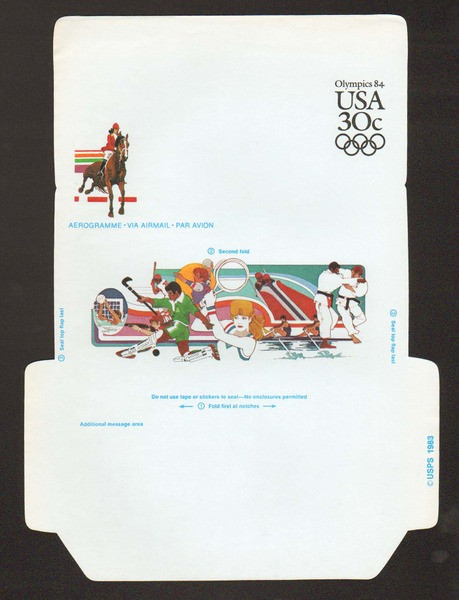 UC57, UPSS #ALS-23a 30c Olympics, UNFOLDED, Reverse Die Cut