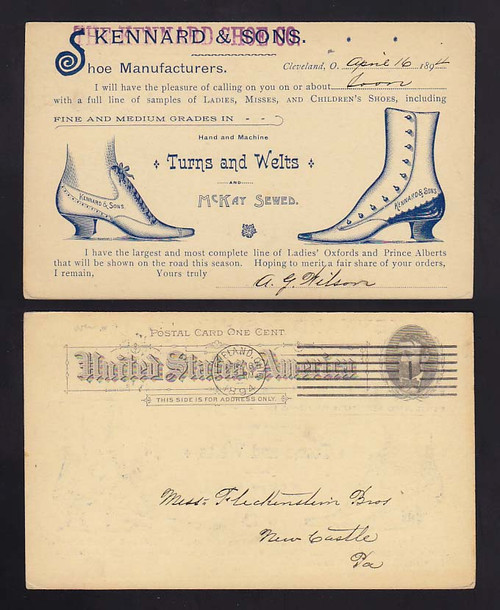 UX10 Cleveland, Ohio SALESMEN Calling Card Ladies Shoes Turns & Welts