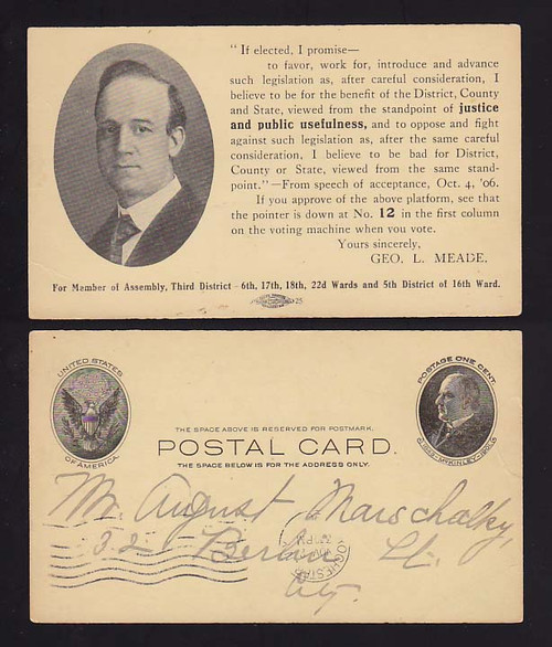 UX18 Rochester, New York Election Card 3rd District Geo. L. Meade