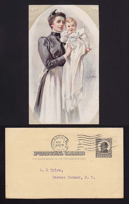 UX19 Chicago, Illinois Birth Announcement? Pasted on back