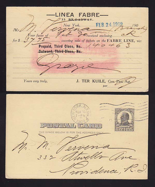 UX19 New York, New York Cuise Receipt Fabre Line