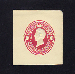 U212 90c Carmine on Amber, Mint Cut Square, 41 x 45