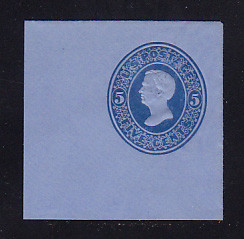 U179 5c Blue on Blue, die 2, Mint Cut Square, 47 x 47