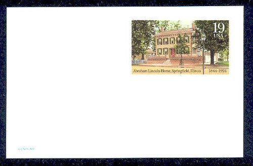 UX174 UPSS# S187 19c Abraham Lincoln Home Mint Postal Card