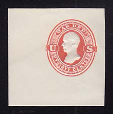 UO67 30c Red on White, Mint Cut Square, 47 x 47