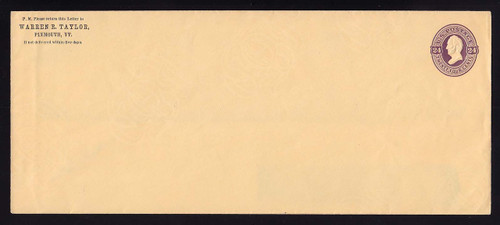 U101 UPSS # 243 24c Purple on Cream, Mint Entire, CC, Vertical bend at left