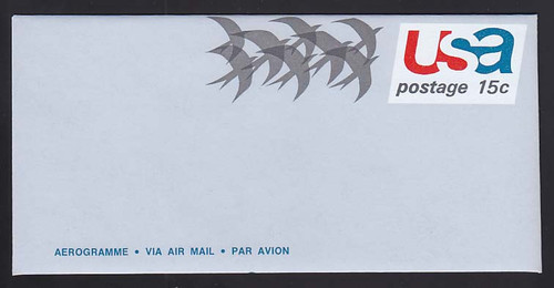 UC44a, UPSS #ALS-12 15c Birds in Flight, with AEROGRAMME, Mint, FOLDED