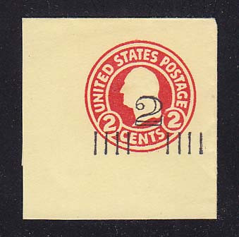 U455 2c on 2c Carmine on Amber, die 1, Mint Full Corner, 47 x 49