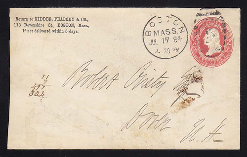 U247 UPSS# 752 2c Red on White, Used Entire, slightly reduced at left