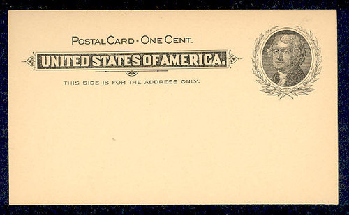 UX14 UPSS# S17 1c Thomas Jefferson, Black on Buff Mint Postal Card