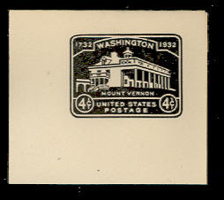 U527 4c Mount Vernon, Black, Mint Full Corner