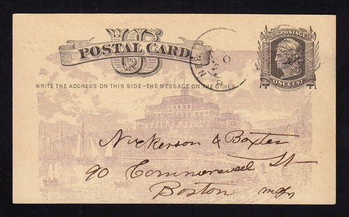 UX5 UPSS# S4 1c Illegal Advertising on Front, "Ocean View Hotel", Block Is, NY 1877