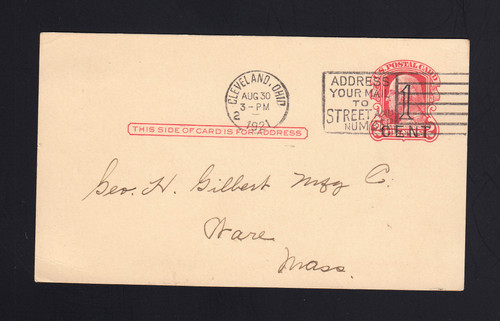 UPSS# S48-2, Cleveland Surcharge, USED Postal Card