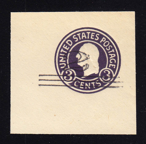 U448c 2c on 3c Dark Violet on White, die 7, Mint Cut Square