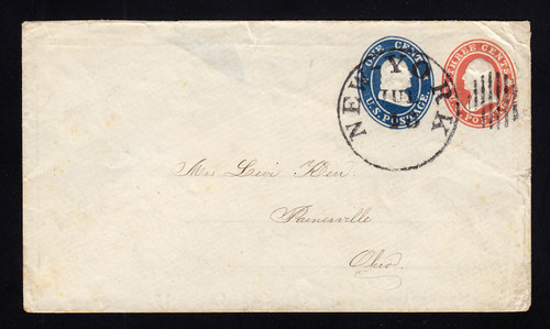 U28 UPSS # 56 3c Red + 1c Blue on White, Used Entire