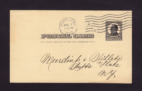 UX19 UPSS# S24a 1c William McKinley, Bottom Frame Re-Entry Used Postal Card