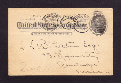 UX12 UPSS# S14 1c Manuscript "Due 1c" for Invitation Pasted on Back