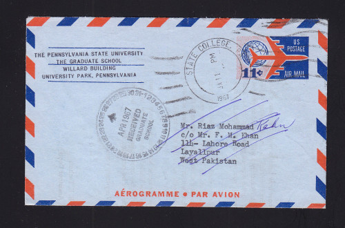 UC35 11c Aerogramme West Pakistan