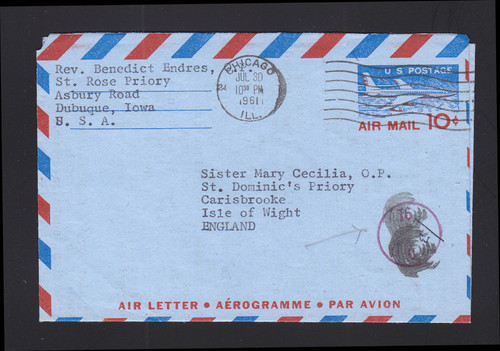 UC32 10c Aerogramme to Isle Of Wright