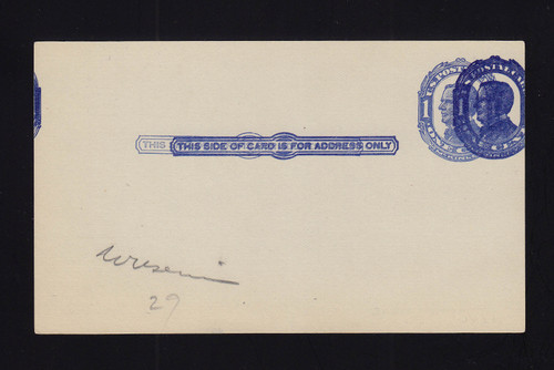 UX22b UPSS# S30Bc 1c William McKinley, Blue on bluish, Triple Impression, Mint Postal Card