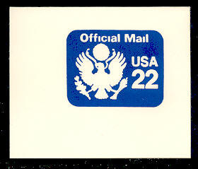 UO74 22c Great Seal, Blue, Mint Full Corner