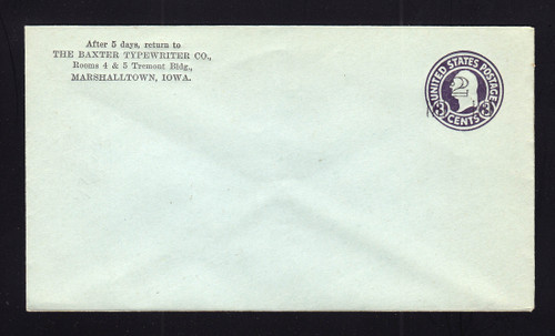 U471 UPSS# 3012-20 2c on 3c Dark Violet on Blue, die 1, Mint Entire