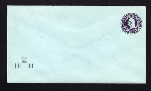 U471b UPSS# 3016-20 2c on 3c Dark Violet on Blue, die 6, Mint Entire, Add'l Surcharge LL