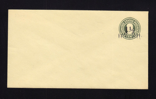 U496 UPSS# 3141-23 1 1/2c on 1c Green on Amber, die 1, Mint Entire