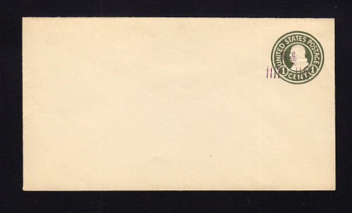 U521 UPSS# 3223-25 1 1/2c on 1c Green on White, die 3, Mint Entire