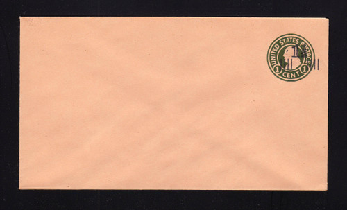 U517a UPSS# 3232-19 1 1/2c on 1c Green on Oriental Buff, die 4, Mint Entire