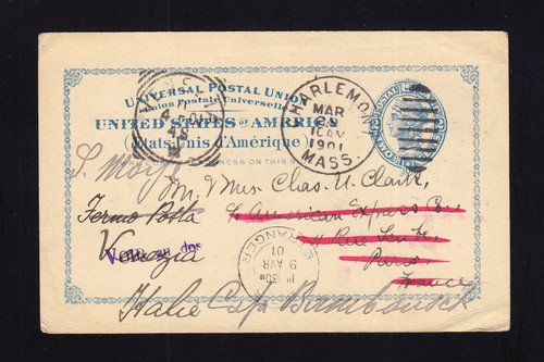 UX13 UPSS # S16 International Card to France, Forwarded