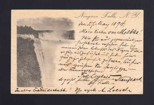 UX12 Niagara Falls, NY w/5c German Sea Post to Germany