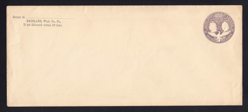 U349a UPSS# 1161A 2c Dark Slate (error of color), Mint Entire, 3 Reported, Small Tear Top, PFC