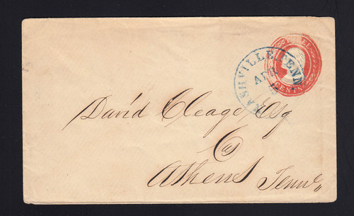 U1 UPSS# 2 3c Red on White, Used Entire, Poor Printing