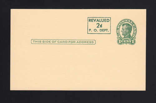UX42 UPSS# S59b Revalued 2c on 1c UX28 Dark Green Offset Surcharge, Mint Postal Card