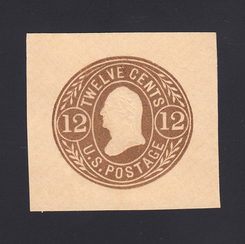 U68 12c Brown on Buff, Mint Cut Square, 40 x 37