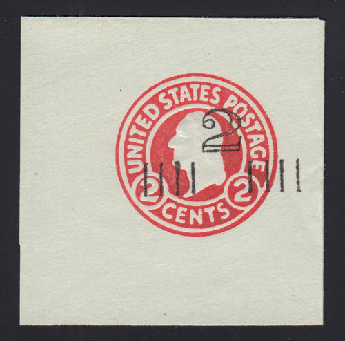 U457 2c on 2c Carmine on Blue, die 6, Mint Full Corner, 50 x 50