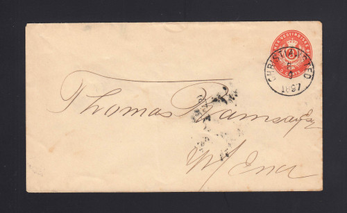 Danish W.I.: U2 UPSS# 7 3c Red Orange USED Envelope