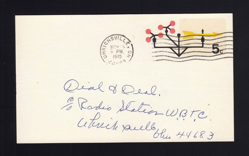 UX57b UPSS# S76b 5c Weather Services USED Postal Card, MISSING Blue, UNIQUE