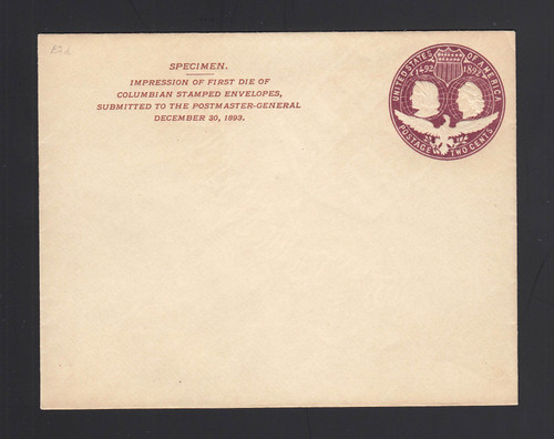 ESSAY: UPSS # E95DL 2c Violet Type 1, STANDARD Wmk, With CC, Ungummed Flap