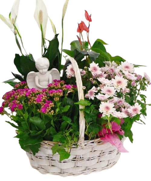 BLOOMING GARDEN BASKET WITH ANGEL