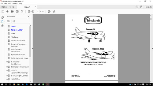Beechcraft Musketeer, Sport Sundowner Sierra service manual download